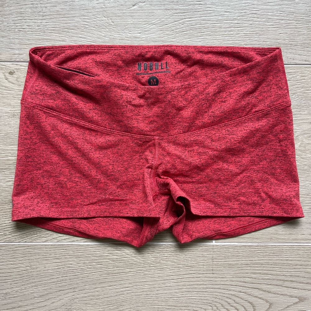 NOBULL Red Heather Sports Bra & Shorts Matching Set - Picture 4 of 5